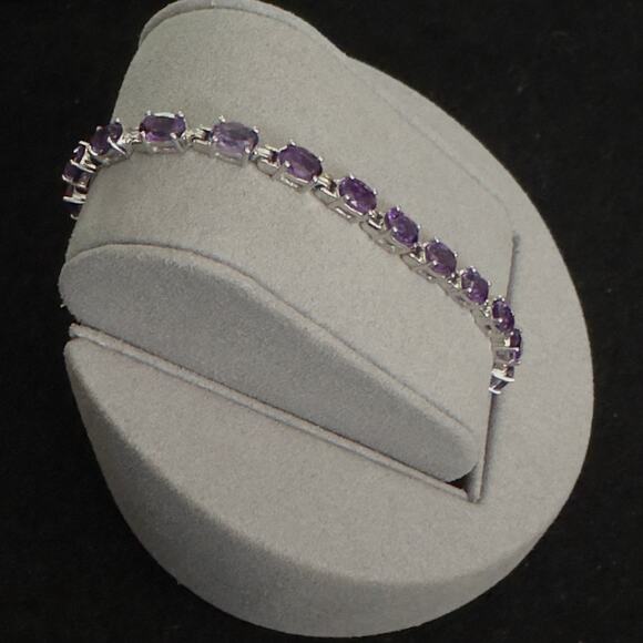 Beautiful Genuine Amethyst Bracelet 7.25in, 4.5mm 7.98ctw~Retail $1300~NEW - Picture 5 of 14